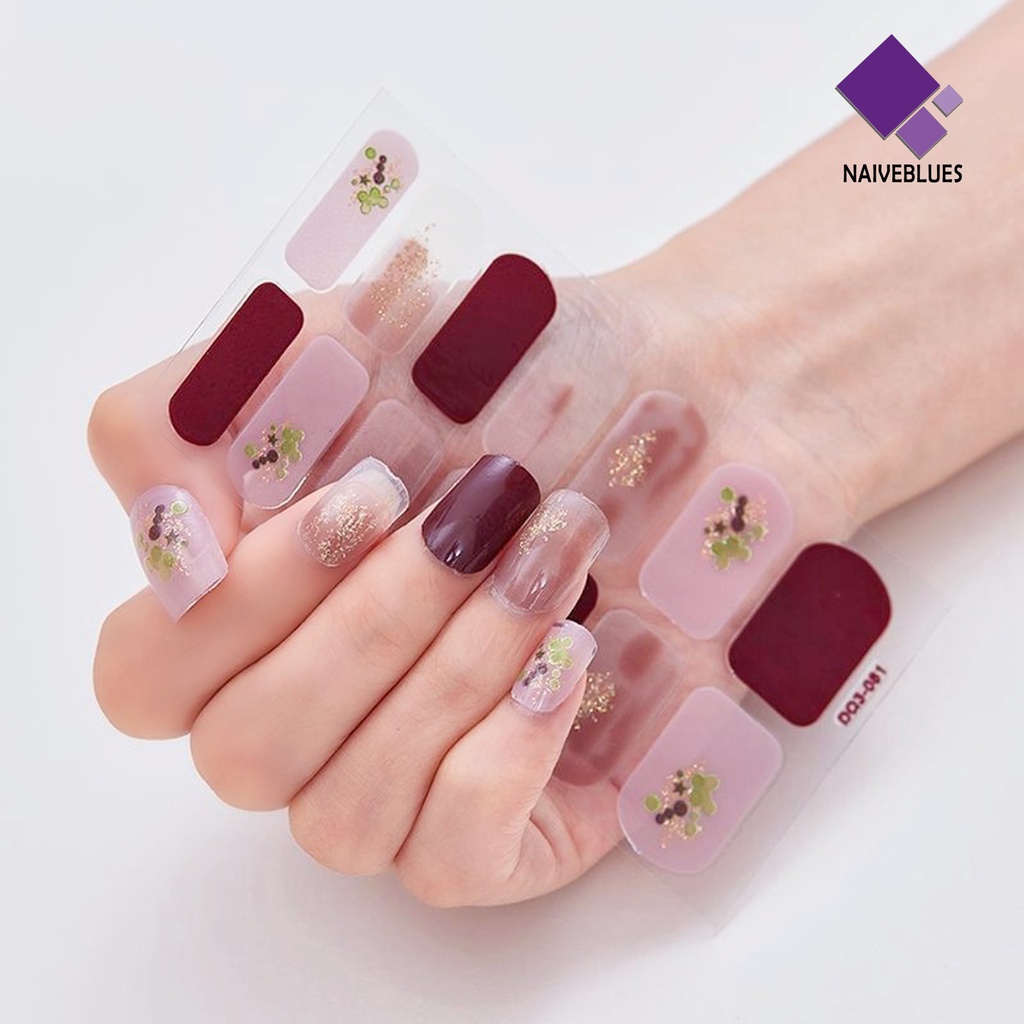 Naiveblue 1 Set Stiker Kuku Ultra Tipis Tanpa Iritasi Bisa Dilepas Untuk Manicure / Nail Art