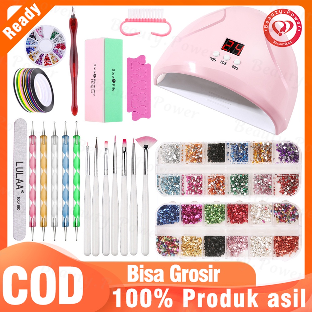 Set Mesin Bor Kuku Profesional, Set Lampu Kuku LED Pengering untuk Manikur Kit Kuku Salon Kuku Profesional