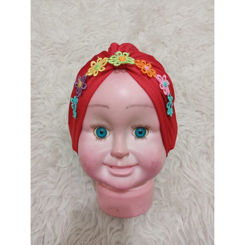 ALFATIH STORE / Turban Baby Renda Bunga / Turban Murah / 5pcs Mix warna