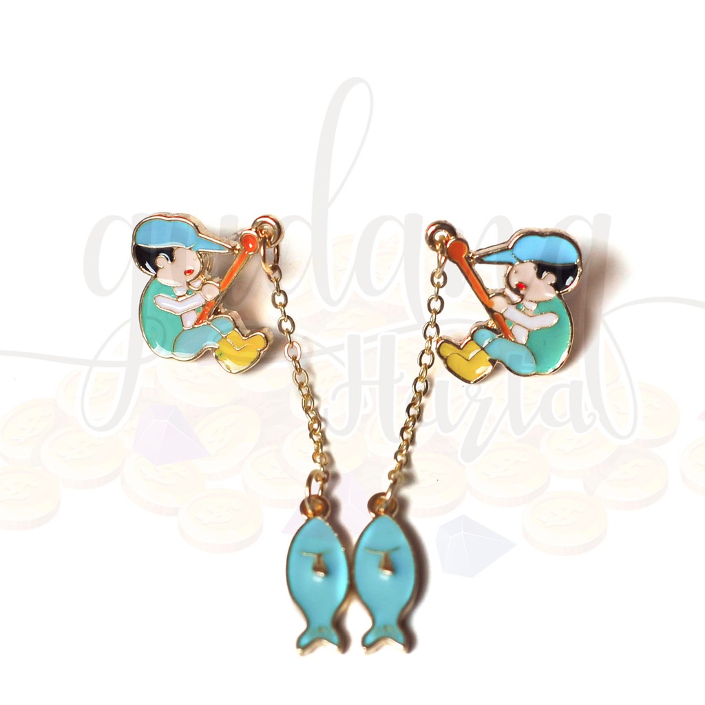 Anting Fishing Boy Memancing Panjang Lucu Unik GH 203327