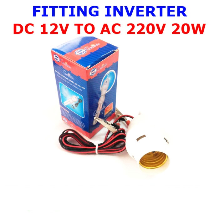 Fitting lampu aki AC/DC inverter GAXINDO - jepit aki fitting gantung