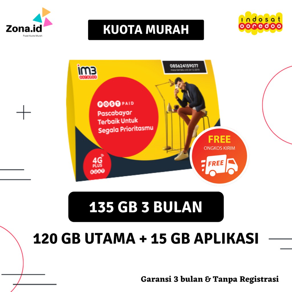 (PROMO)KUOTA INDOSAT 135 GB 3 BULAN,KARTU PERDANA TANPA REGISTRASI,KUOTA MURAH,FULL 24 JAM,GARANSI