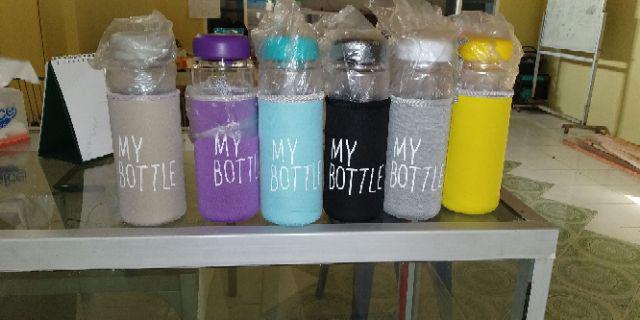 Botol Minum / Bening 13 Warna Sarung Busa / Logo Bpa Free/ Anti Pecah & Tahan Air Panas L1003