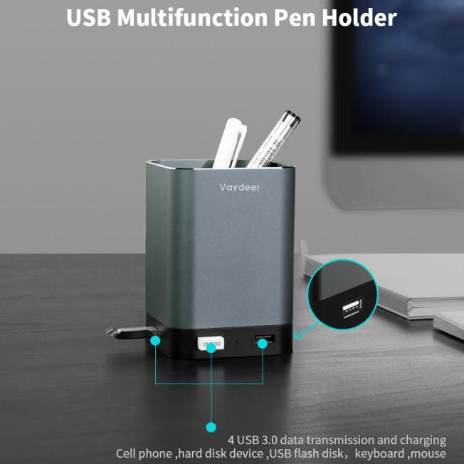 

Triple W Desk Holder USB Charging Alumunium Tempat Pulpen Organizer