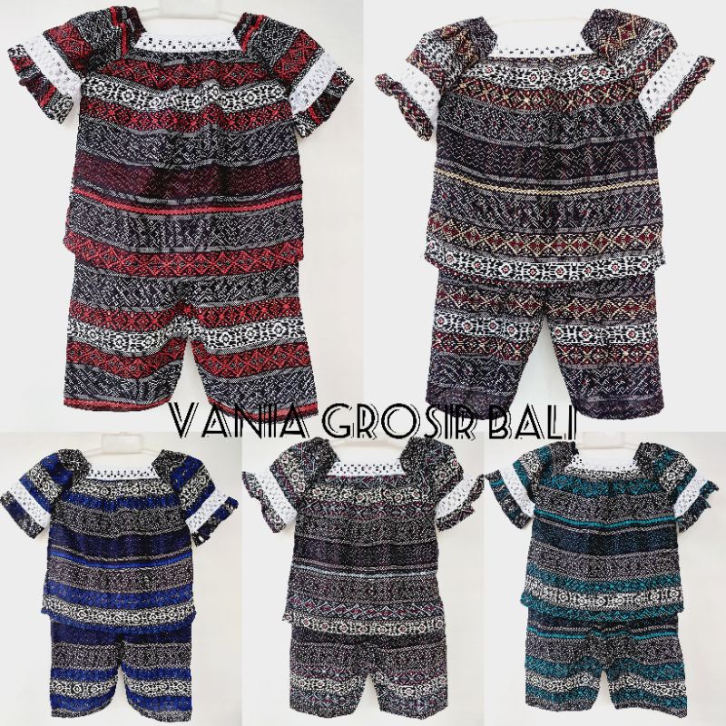 SETELAN ANAK REYNA ETNIK RAYON BABIDOLL 3/4 PERHIASAN AKSEN RENDA