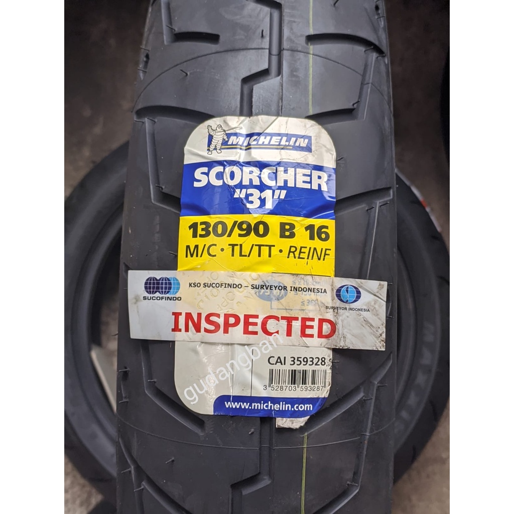 ( RING 16 ) Scorcher 31  130 / 90 - 16 MICHELIN TUBELESS ban CUSTOM  MOGE Motor rebel FREE PENTIL