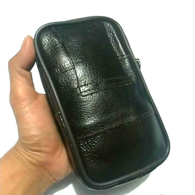 Sarung hp kulit asli impor double 5-5.5 inch - dompet hp dua ruang