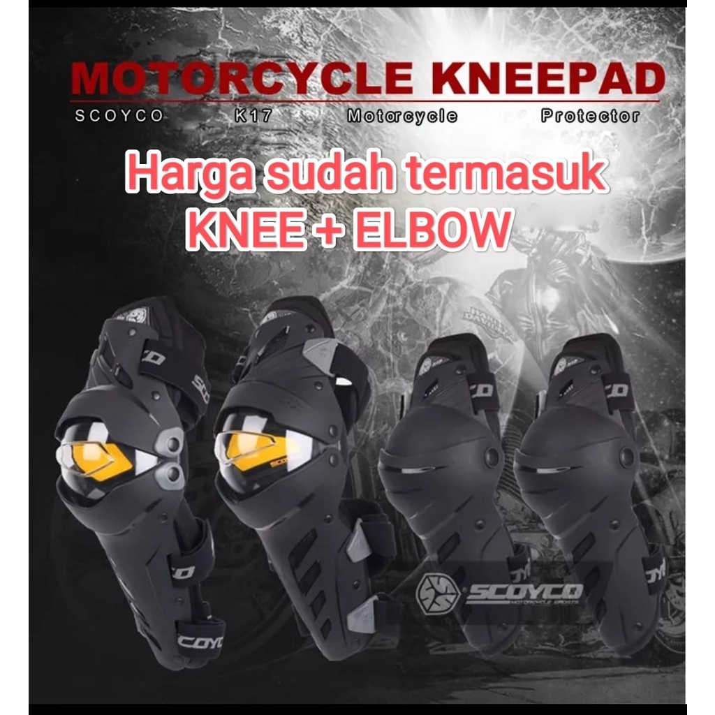 Scoyco knee Elbow pad Protector K17 H17 pelindung lutut &amp; siku rompi motor