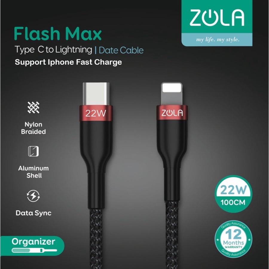 KABEL DATA  TYPE C TO IPHONE ZOLA KABEL FLASH MAX SUPPORT FAST CHARGING KABEL TYPE-C TO LIGHTNING KABEL TYPE C TO IPHONE