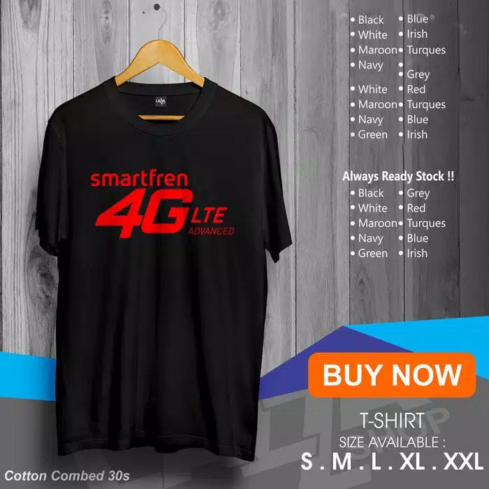 kaos distro smartfren 4g lte / baju provider hp smartfren lte / baju handphone