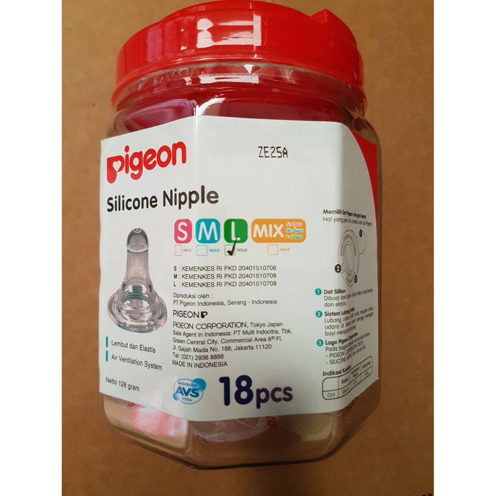 Pigeon Silicone Nipple L (isi 18pcs)