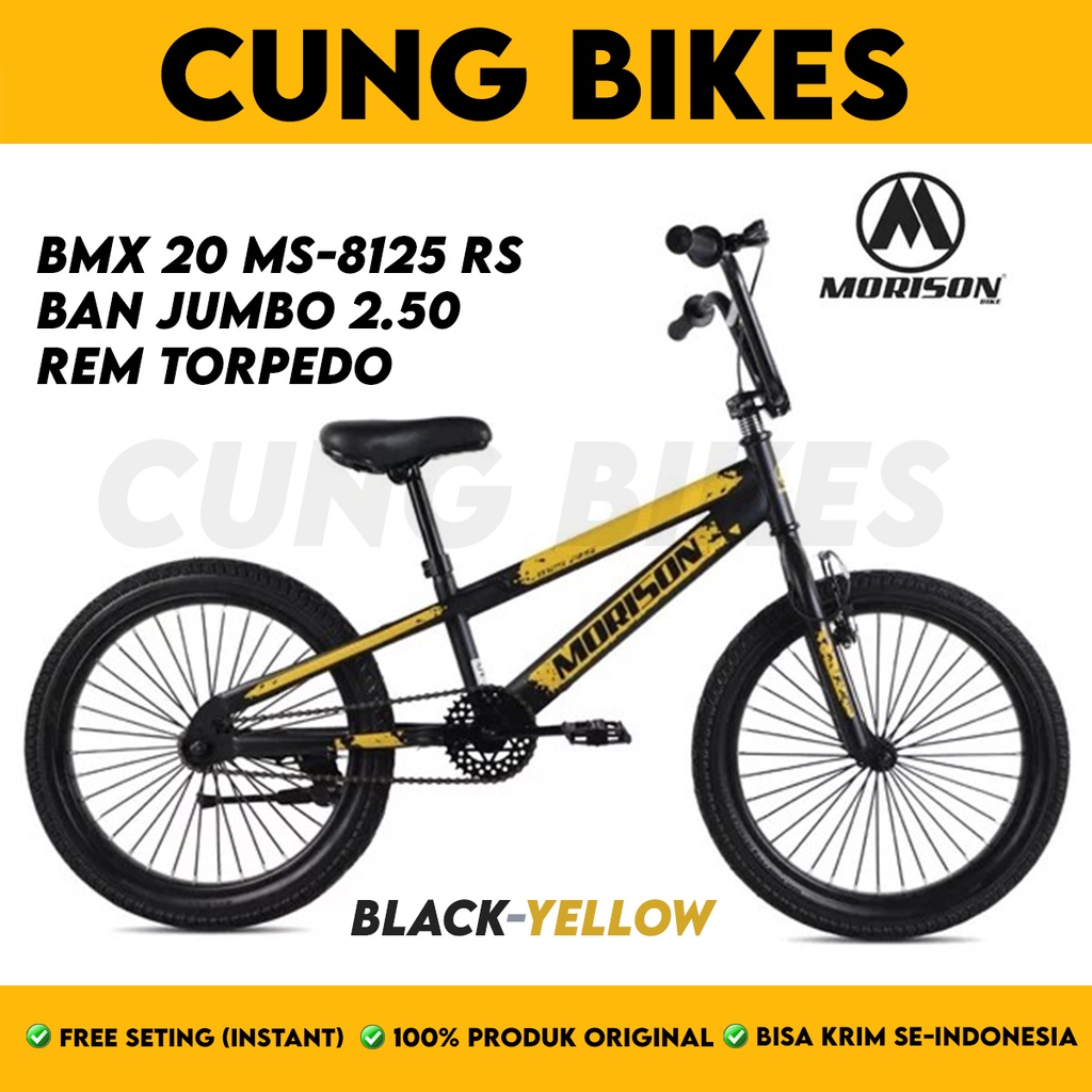 Sepeda BMX 20 Inch MORISON 8125 RS Ban besar jumbo 2.50 rem torpedo stang rotor