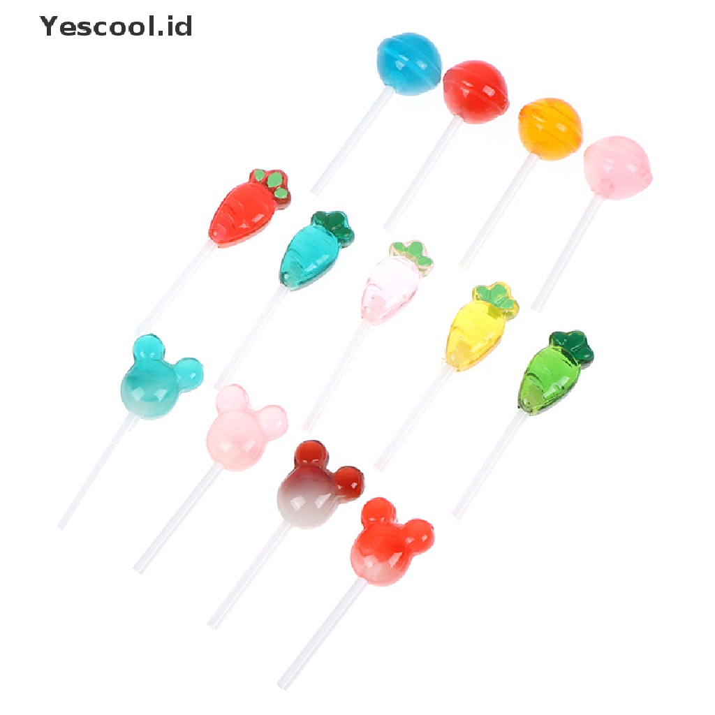 (Yescool) 5pcs / Set Mainan Lolipop Mini Bahan Resin Untuk Aksesoris Rumah Boneka