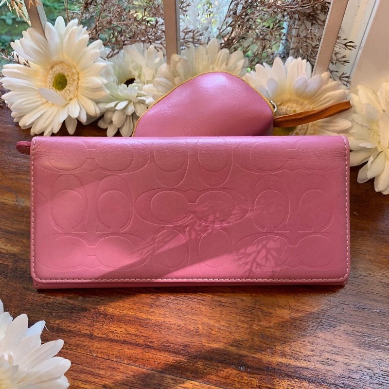 preloved dompet panjang coach authentic original ori second bekas PL pink orchid