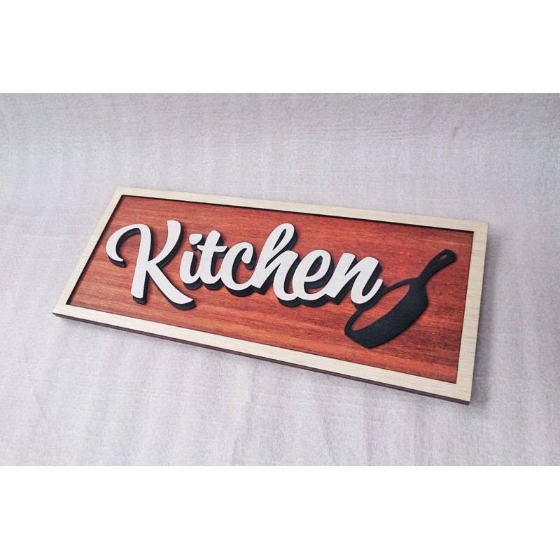 Tulisan kitchen / huruf kayu timbul 3D / huruf kayu custom / huruf timbul kayu