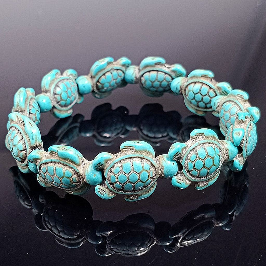 Hu Hu Hu Hu Hu Alat Bantu Pasang Kacamata♡ Gelang Tangan Unisex Dewasa Desain Hewan Kurakura Laut Turquoise Imitasi Ramah Lingkungan