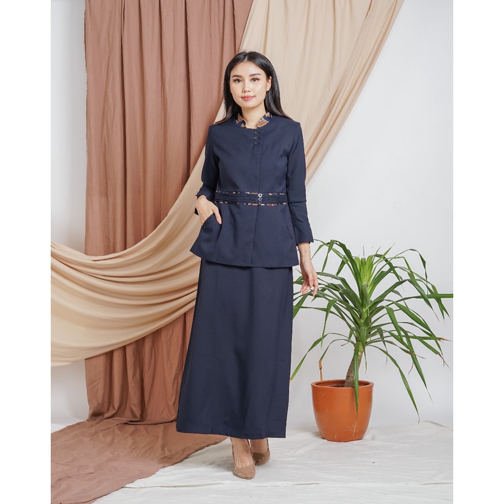 BLAZER WANITA B&amp;V LYNELL / Seragam PNS / Baju PDH PNS Wanita / Baju Dinas Pemda Wanita / Baju Khaki PNS Wanita / Seragam ASN Wanita / Baju Guru Wanita - 7007 NAVY / DONGKER