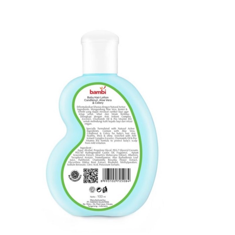 Bambi Baby Hair Lotion With Candlenut,Aloe Vera &amp; Celery 100 ml