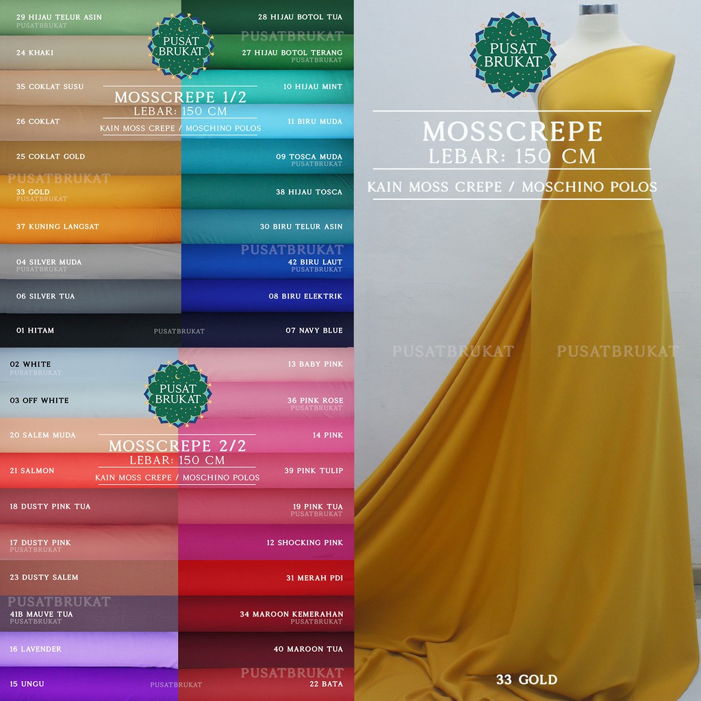 KAIN MOSSCREPE 1/2 - BAHAN MOSCREPE / MOSS CREPE / MOSCHINO [harga per 0.5m]