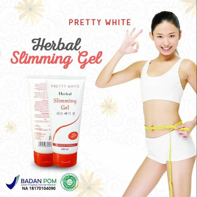 HERBAL SLIMING GEL By PRETTY WHITE / ANTI CELLULITE BPOM / CREAM PELANGSING