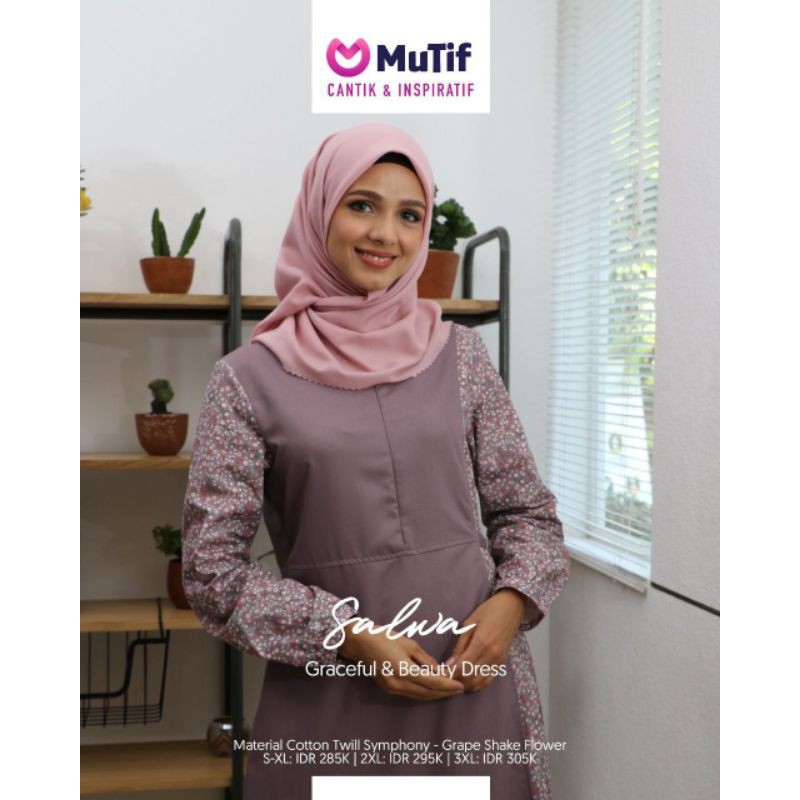GAMIS KATUN TERBARU MUTIF SALWA ( GRAPE SHAKE , BLUE ) - ORIGINAL