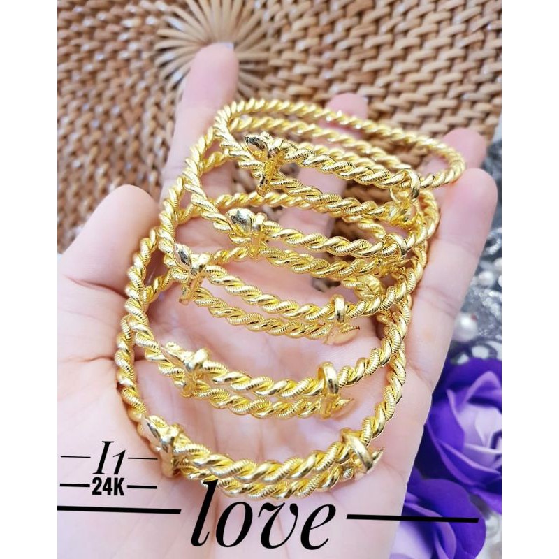 Gelang Bangle Warna Emas 24K