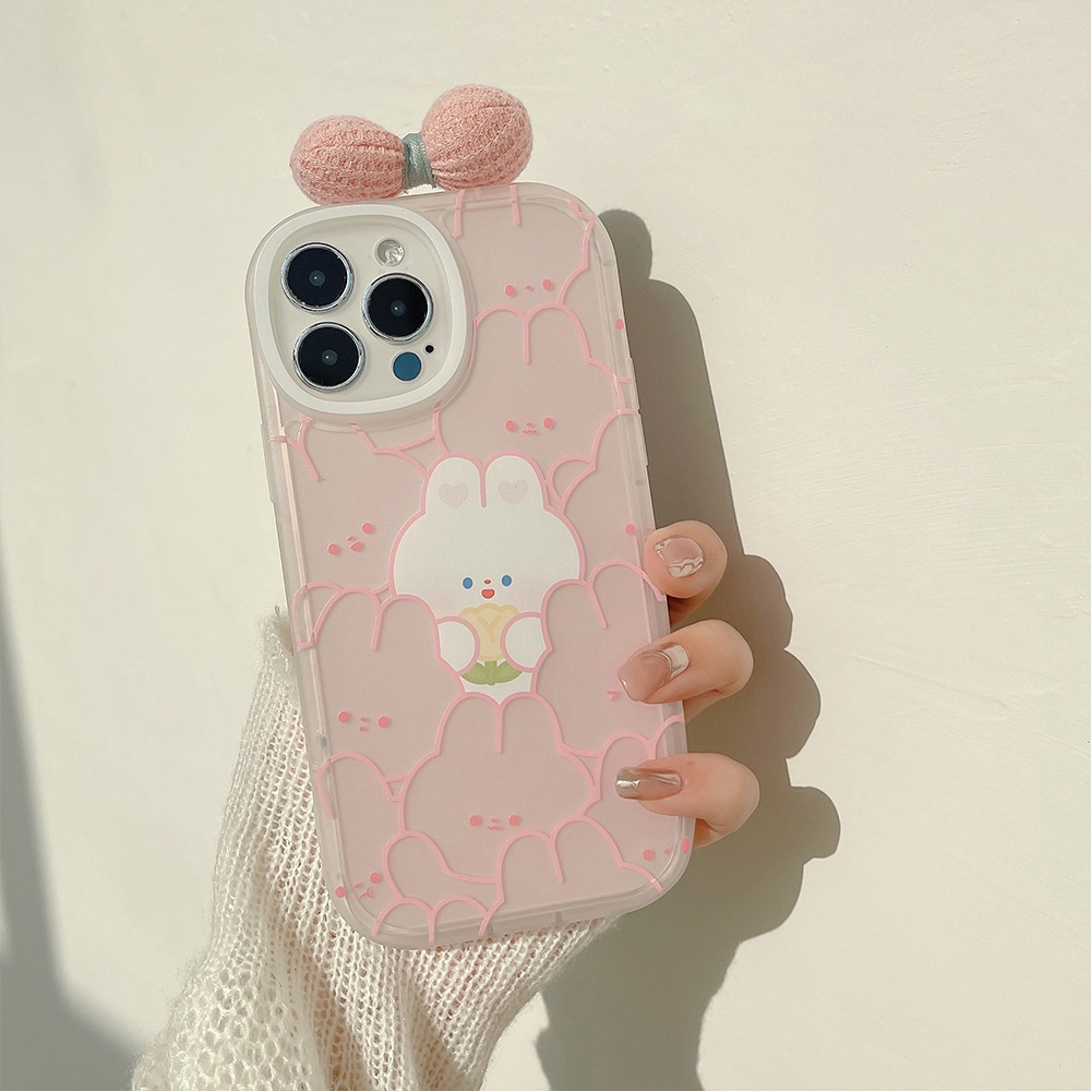 Soft Case TPU Motif Kartun Kelinci Pink Untuk Iphone 7 8 PLUS X XR XS 11 12 13 14 MINI PRO MAX SE 2020