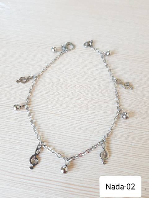 SET Gelang Tangan Kaki Nada Titanium Silver Antikarat selamanya