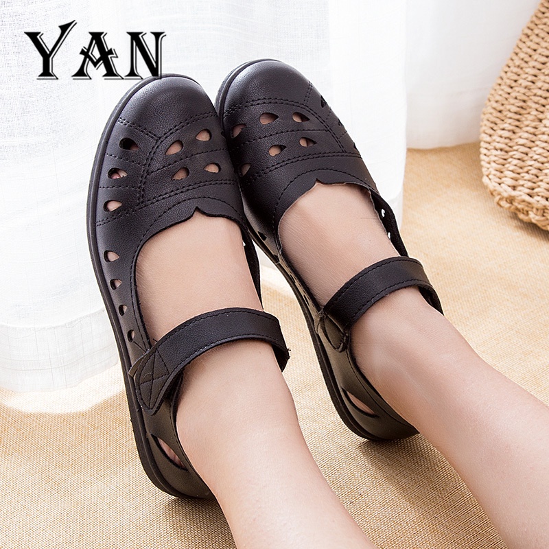 YAN Sepatu Flat Wanita Kulit Casual Sepatu Pantofel Wanita