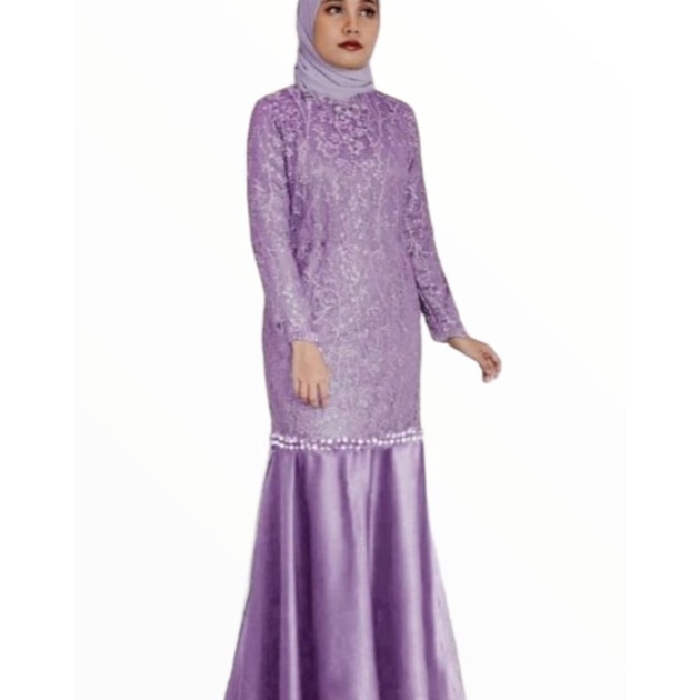 Gamis Brukat Warna Lilac Ungu Baju Wanita Muslim Murah Kandangan Pernikahan Undangan Resepsi Party S