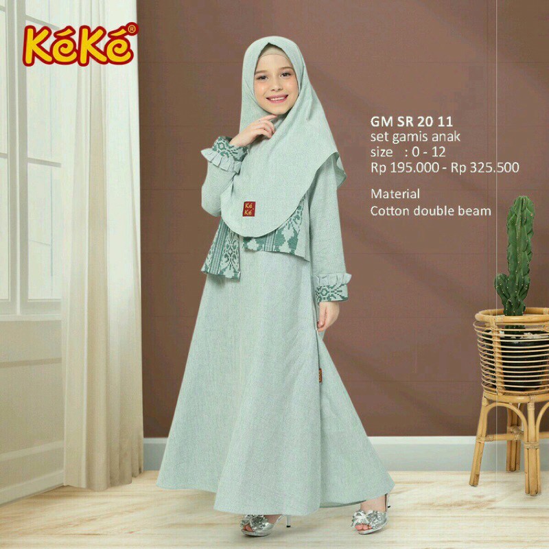 Gamis Anak Terbaru Keke GMSR 2011 Size 8 Warna Hijau