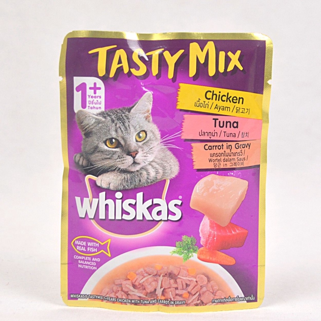 MAKANAN KUCING BASAH WHISKAS POUCH TASTY MIX 70GR ALL VARIAN