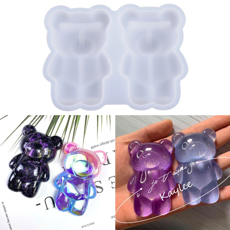 Siy Cetakan Resin Epoksi Bentuk Beruang 3D Handmade Bahan Silikon Untuk Kerajinan Tangan DIY