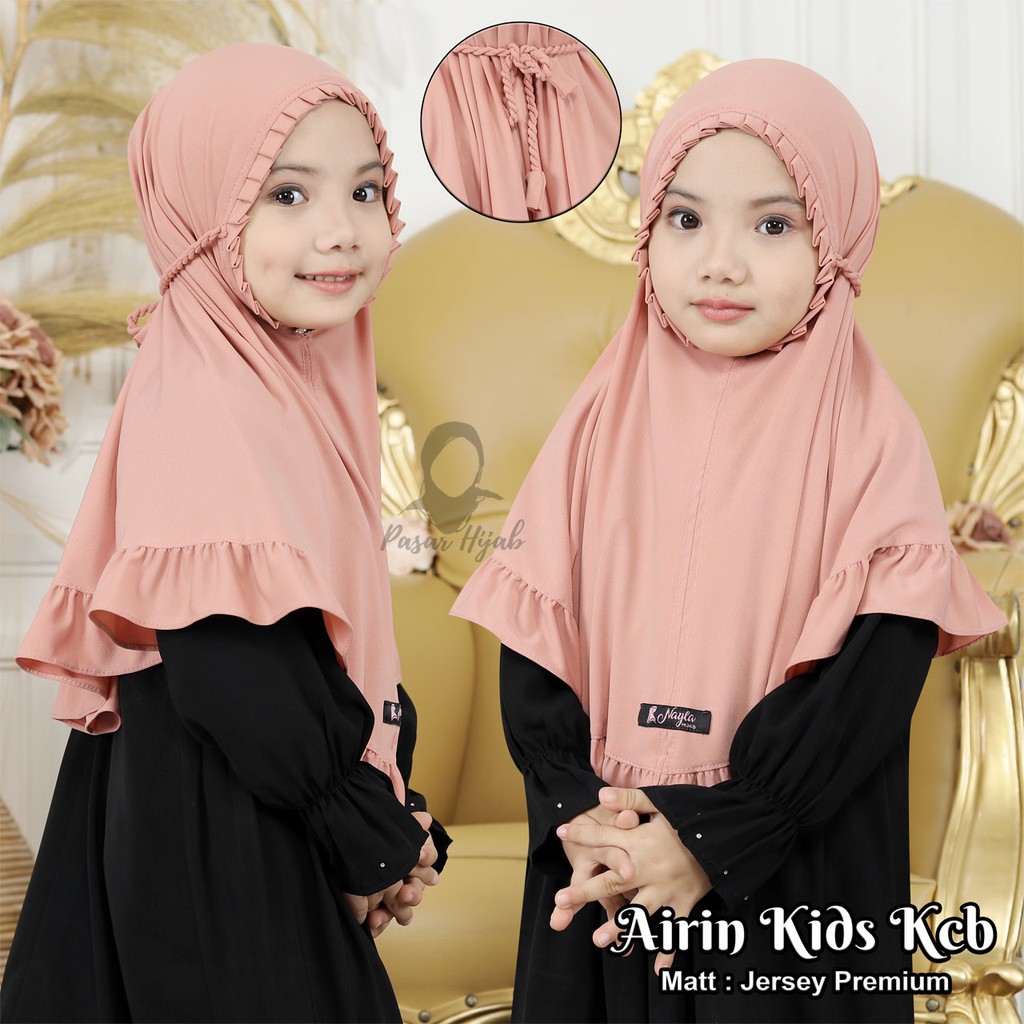 Kerudung Anak Tali Kepang AIRIN KIDS KCB Jilbab Instan Anak Jersey Airis Terbaru Pasar Hija'b