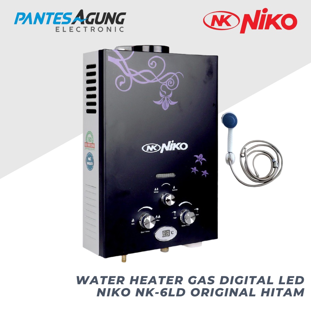 WATER HEATER GAS DIGITAL LED NIKO NK-6LD ORIGINAL HITAM