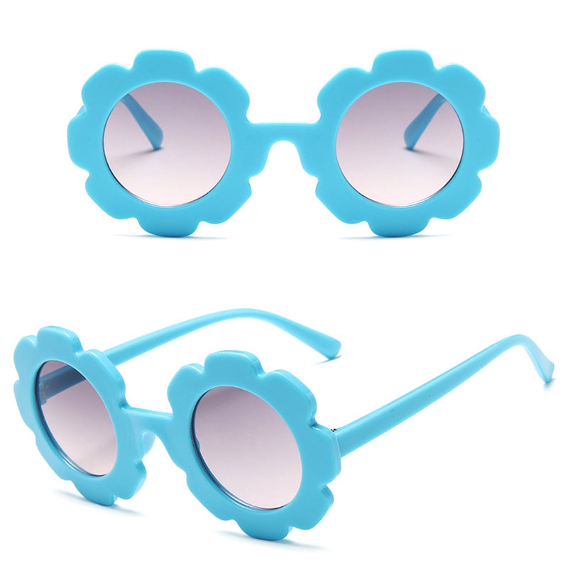 Kacamata Anak Perempuan Anti UV400 Bentuk Bulat Motif Bunga Matahari Bahan Plastik-8