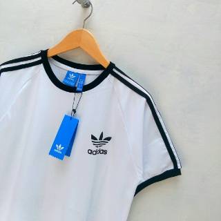  Kaos  Adidas  California Putih  Strip 3 Premium Mirror 
