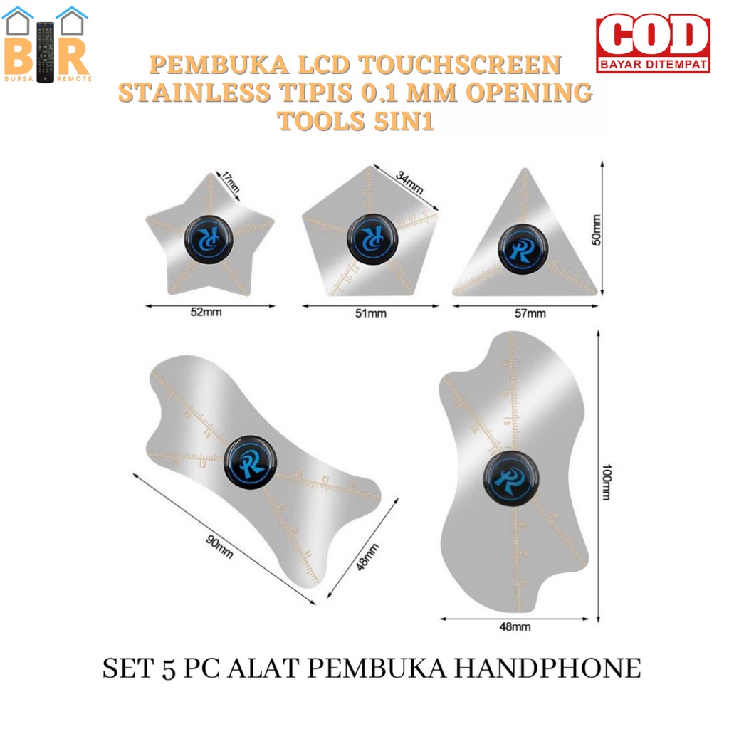 Pembuka LCD TOUCHSCREEN STAINLESS TIPIS 0.1 MM OPENING TOOLS 5IN1