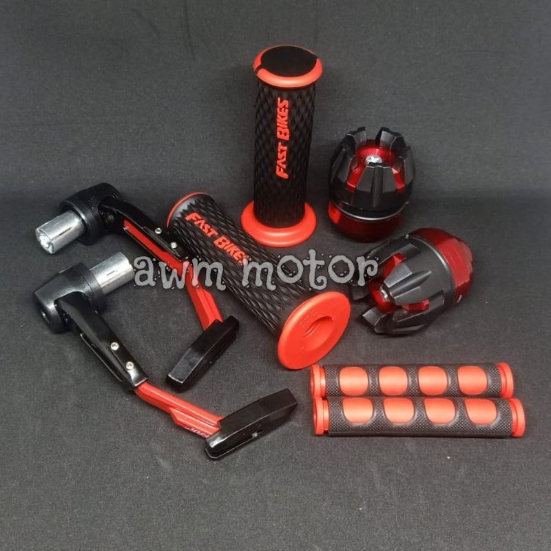 Paket Acc Motor Proguard + Handgrip fastbiker + Karet Handle + Jalu As Naga Paket 4 item Universal