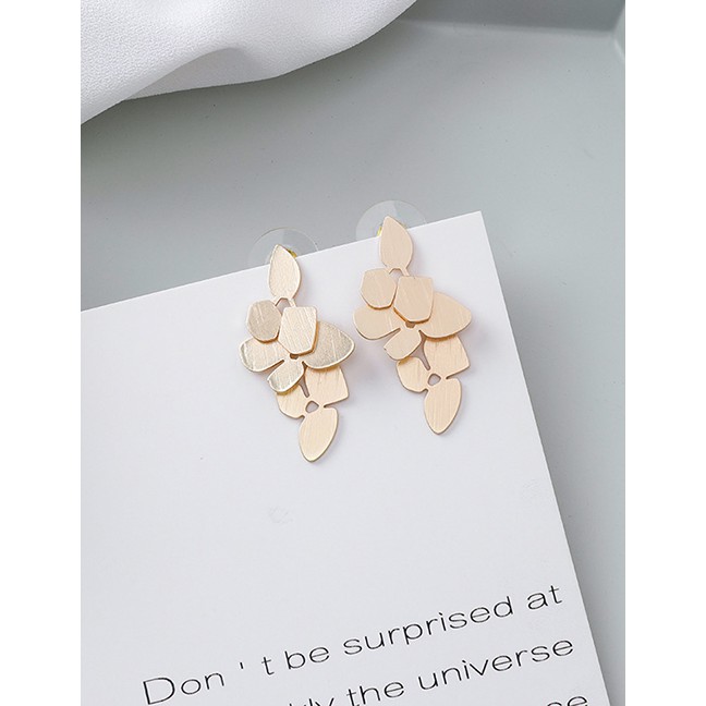 LRC Anting Tusuk Fashion Gold 925 Silver Needle Geometric Leaf Stud Earrings D48808