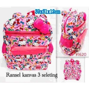 tas ransel hk canvas pita velboa  3 resleting