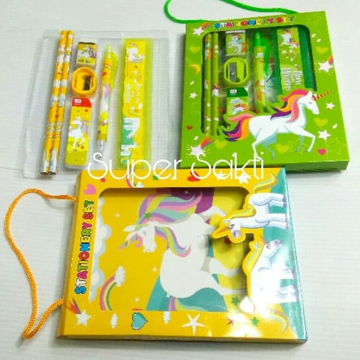 

Paket Ujian - Paket Alat Tulis - Paket Puzzle Anak Stationery Set Dus Sedang Gambar Pony Unicorn