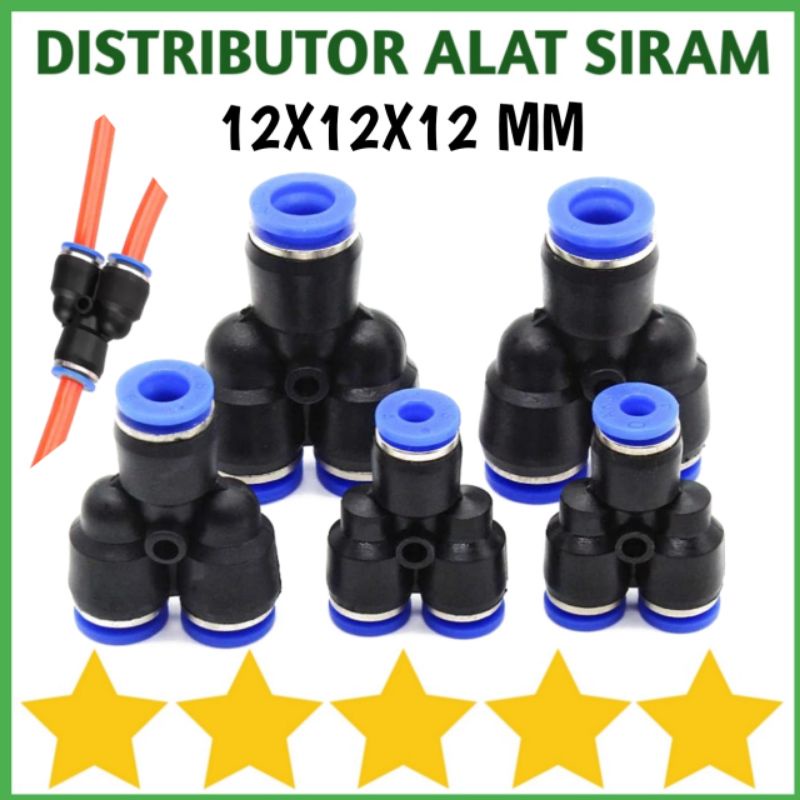 Premium KONEKTOR PNEUMATIC SLIP LOCK Y 12MM FITTING 3 WAY ARAH CABANG SELANG PU 12 MM OD
