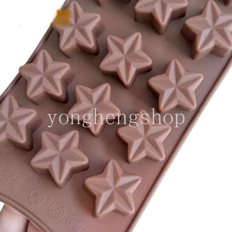 Cetakan Kue / Permen / Cokelat / Es Batu / Jelly Bentuk Bintang 3D Bahan Silikon DIY