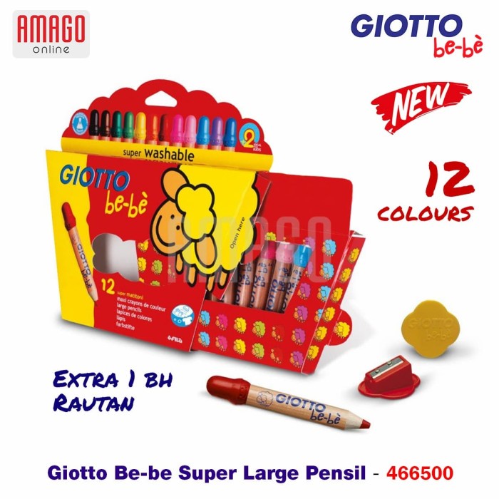 

Berkualitas Giotto Be-Be Super Large Pencils - 12 Colors - 466500 Promo