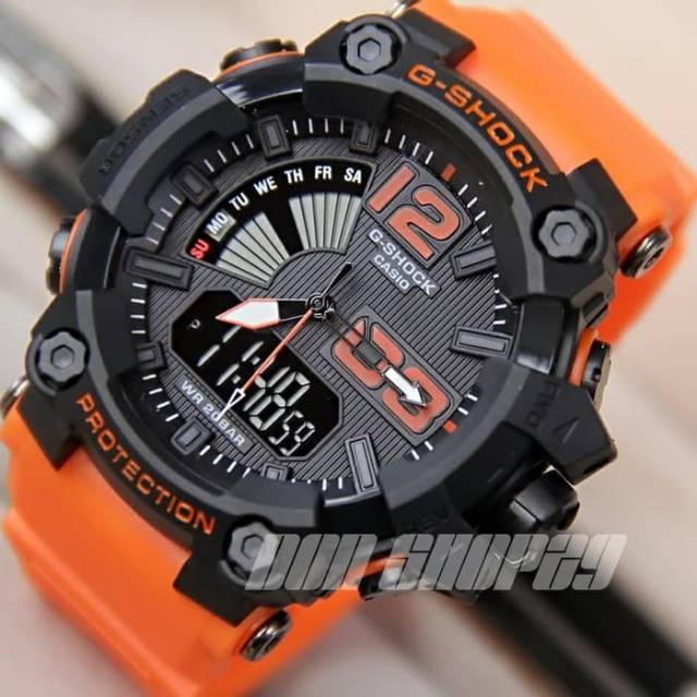 Jam Tangan Casio Fashion Pria Gshock 1802 Water Resist - Hitam tali Orange