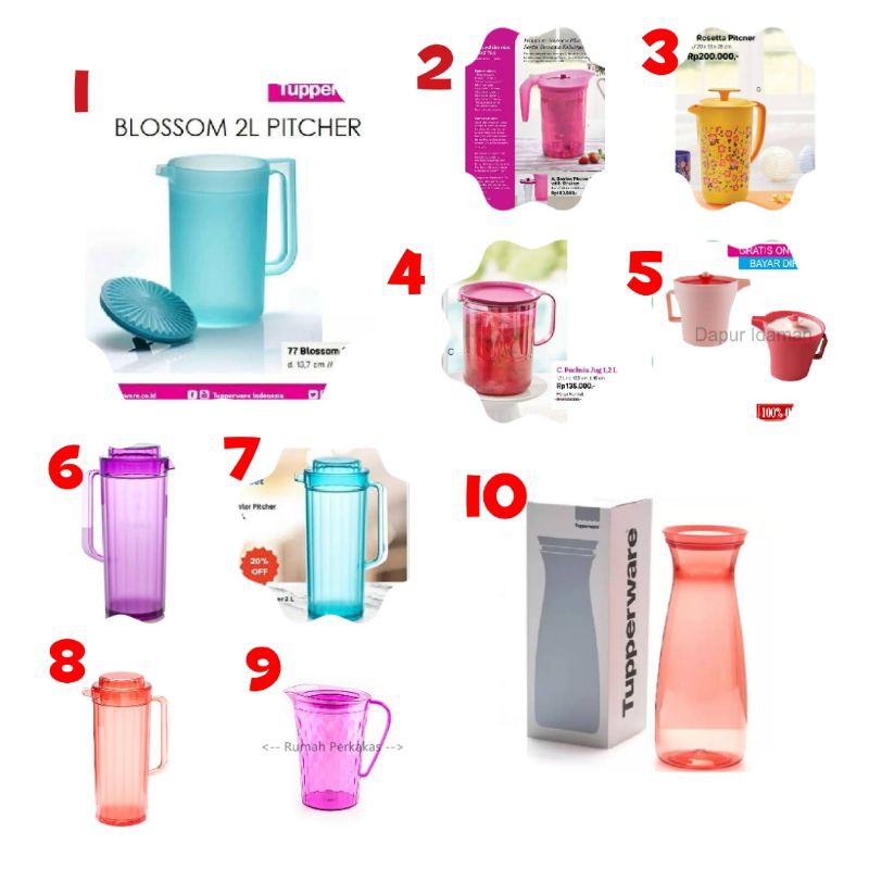 EXTRA ONGKIR WATERCOLOR / ROSETTA/ BERRIES/ FUCHSIA JUG 1,2L 1pcs/PETITE POUR/CLEAR PITCHER/TEKO