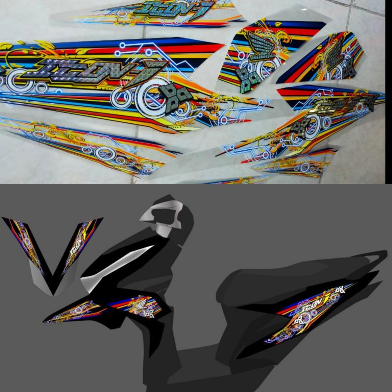 Striping variasi beat deluxe 2020 2021 transparan hologram