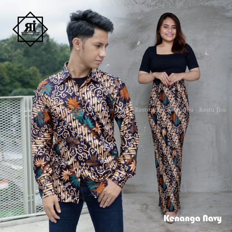 Zaja - Baju Couple Cewe Cowo Baju Batik Pria Dewasa Lengan Panjang Kemeja Couple Rok Batik Sutra Plisket Cantik Cocok Untuk Pergi Acara Kondangan