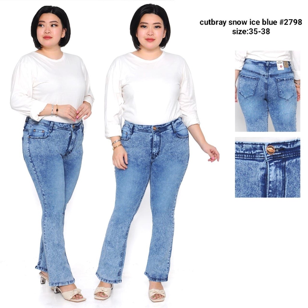 Celana Panjang Jeans Wanita Cutbray Jumbo 35 36 37 38 Bisa Bayar Ditempat(COD)